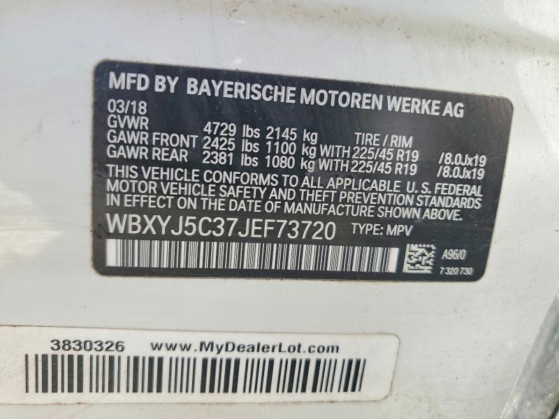 52867666 :رقم المزاد ، WBXYJ5C37JEF73720 vin ، 2018 Bmw X2 مزاد بيع