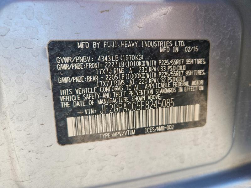 Продажа на аукционе авто 2015 Subaru Xv Crosstrek, vin: JF2GPACC5F8245085, номер лота: 53923656