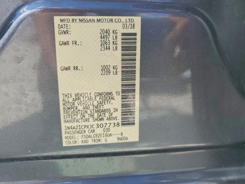 Aukcja sprzedaży 2018 Nissan Leaf, vin: 1N4AZ1CPXJC307738, numer aukcji: 54293726