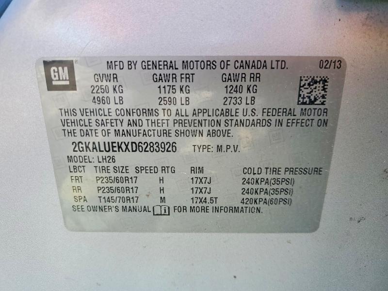 Продаж на аукціоні авто 2013 Gmc Terrain, vin: 2GKALUEKXD6283926, номер лоту: 53482156