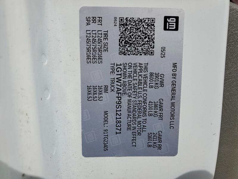 53379636 :رقم المزاد ، 1GTW7AFP9S1218371 vin ، 2025 Gmc Savana مزاد بيع