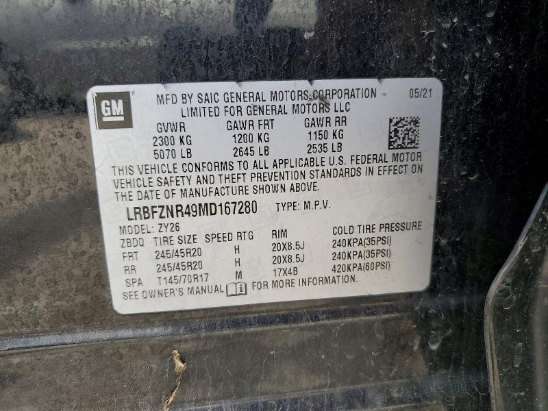 55119506 :رقم المزاد ، LRBFZNR49MD167280 vin ، 2021 Buick Envision مزاد بيع