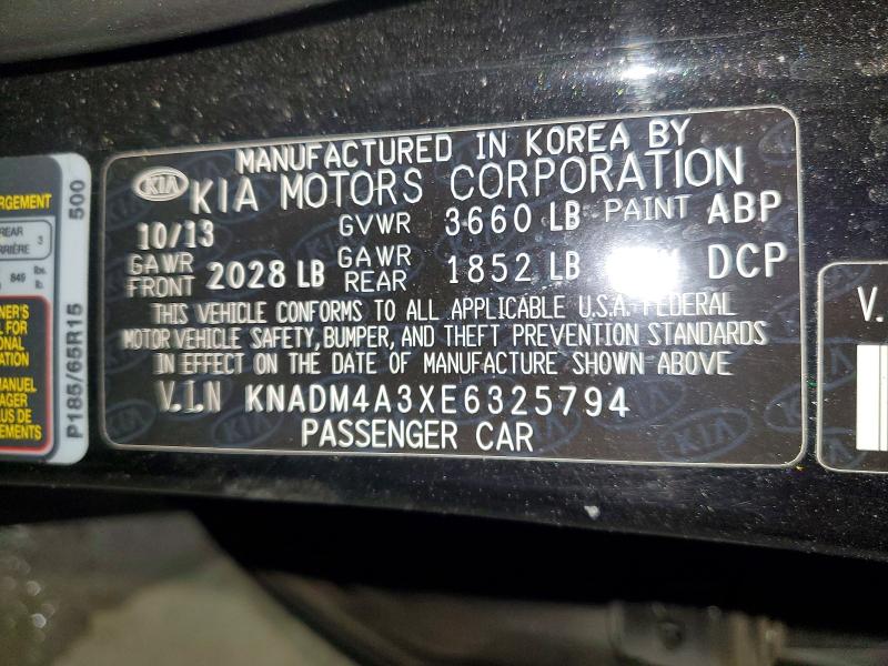 Aukcja sprzedaży 2014 Kia Rio, vin: KNADM4A3XE6325794, numer aukcji: 53726676