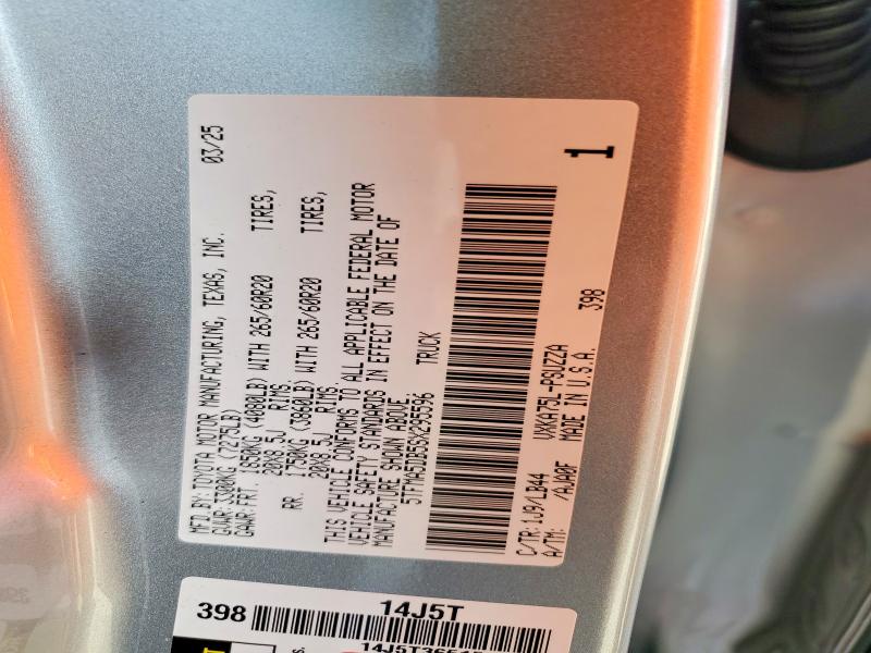 54886676 :رقم المزاد ، 5TFMA5DB5SX295596 vin ، 2025 Toyota Tundra مزاد بيع