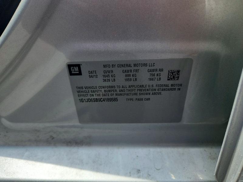 Auction sale of the 2012 Chevrolet Sonic, vin: 1G1JD6SB9C4189585, lot number: 53536996