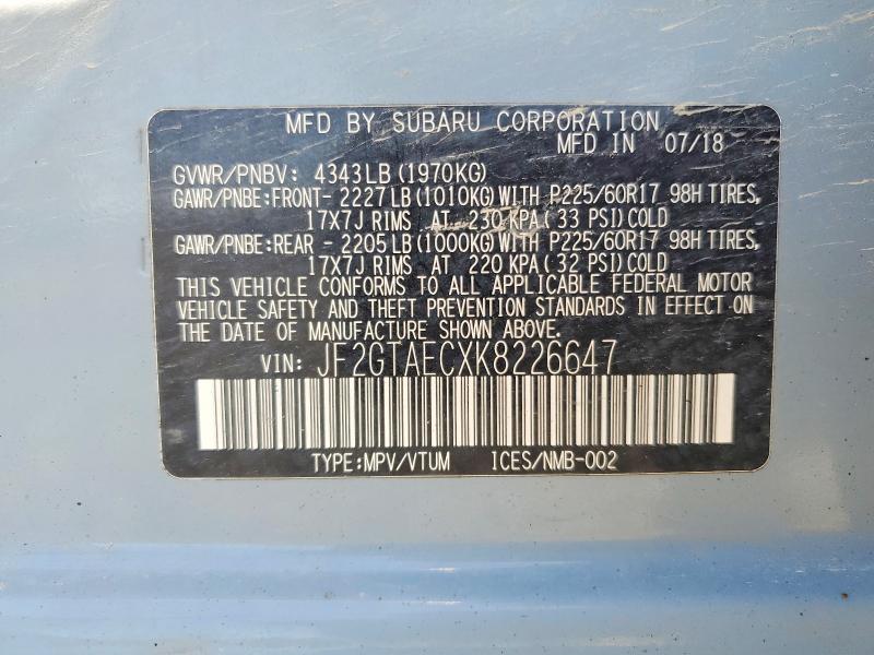 Продажа на аукционе авто 2019 Subaru Crosstrek, vin: JF2GTAECXK8226647, номер лота: 52893106