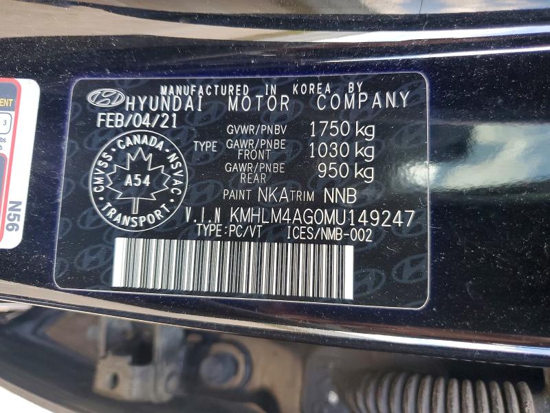 2021 Hyundai Elantra მანქანა იყიდება აუქციონზე, vin: KMHLM4AG0MU149247, აუქციონის ნომერი: 52538626