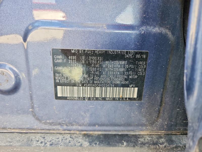 53886436 :رقم المزاد ، 4S4BSADC4H3224794 vin ، 2017 Subaru Outback مزاد بيع
