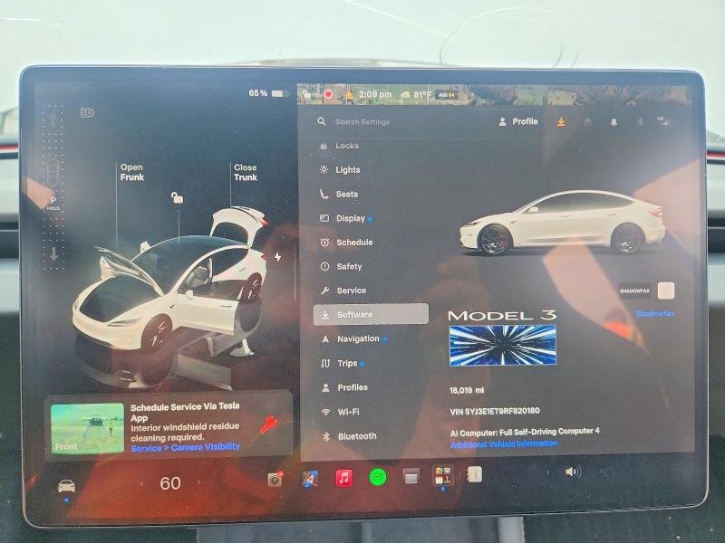 53807596 :رقم المزاد ، 5YJ3E1ET9RF820180 vin ، 2024 Tesla Model 3 مزاد بيع