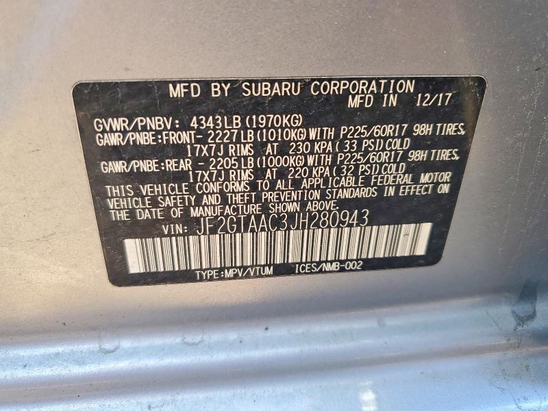 Продажа на аукционе авто 2018 Subaru Crosstrek, vin: JF2GTAAC3JH280943, номер лота: 53396196
