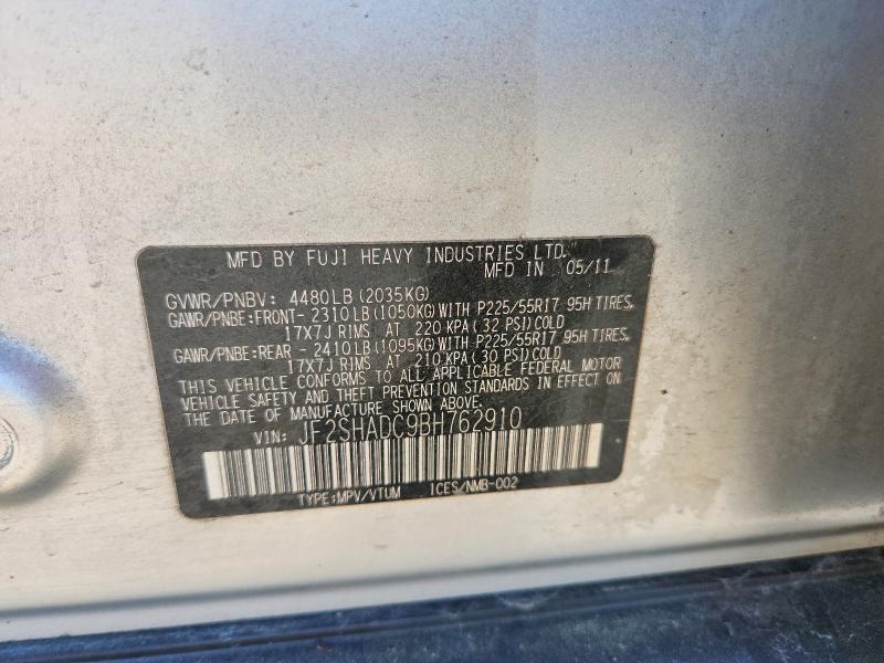 Aukcja sprzedaży 2011 Subaru Forester, vin: JF2SHADC9BH762910, numer aukcji: 55139476