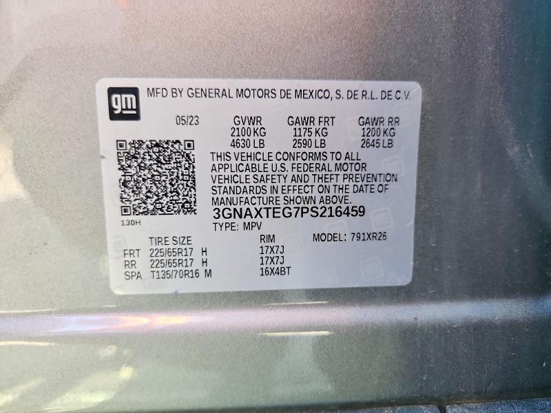 53631256 :رقم المزاد ، 3GNAXTEG7PS216459 vin ، 2023 Chevrolet Equinox مزاد بيع