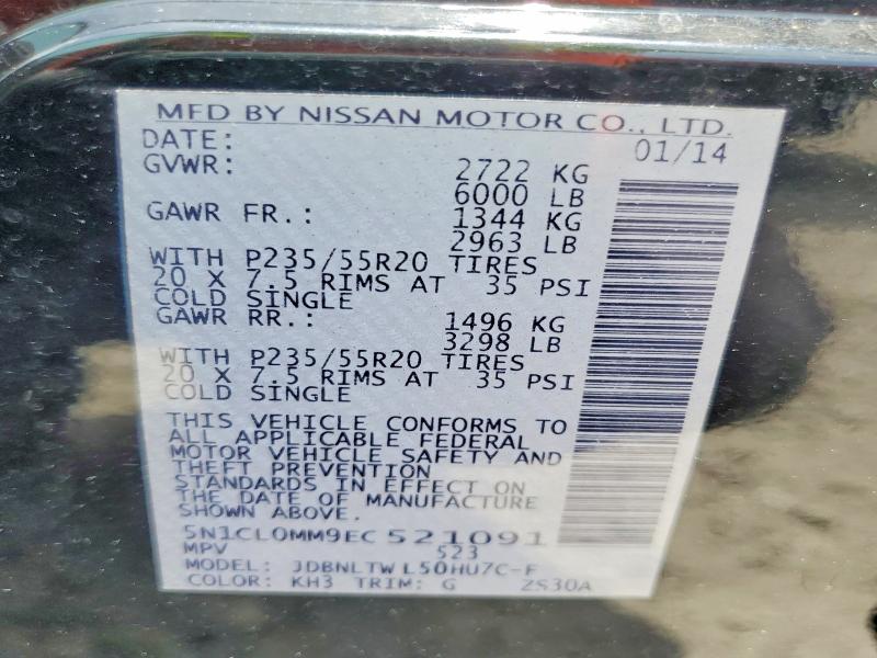 Aukcja sprzedaży 2014 Infiniti Qx60 Hybrid, vin: 5N1CL0MM9EC521091, numer aukcji: 50005376