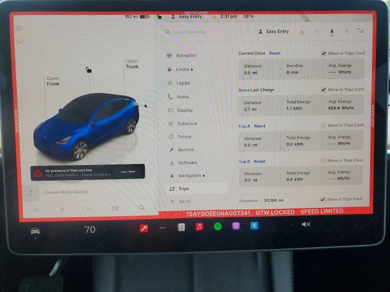 Продажа на аукционе авто 2022 Tesla Model Y, vin: 7SAYGDEF8NF405411, номер лота: 52824636