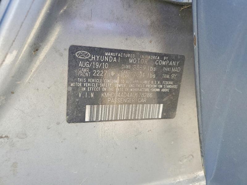 Aukcja sprzedaży 2010 Hyundai Elantra, vin: KMHDU4AD4AU178286, numer aukcji: 54729236
