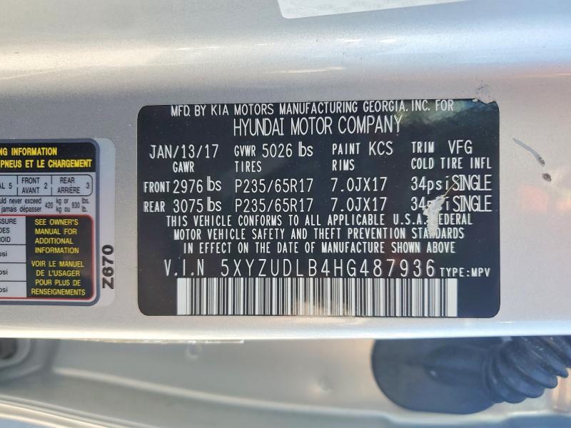 Продаж на аукціоні авто 2017 Hyundai Santa Fe Sport, vin: 5XYZUDLB4HG487936, номер лоту: 53334026