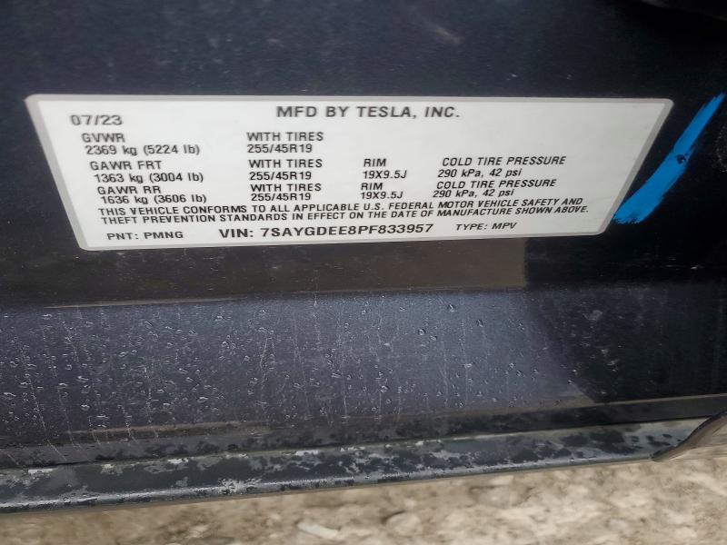 2023 Tesla Model Y მანქანა იყიდება აუქციონზე, vin: 7SAYGDEE8PF833957, აუქციონის ნომერი: 51466696