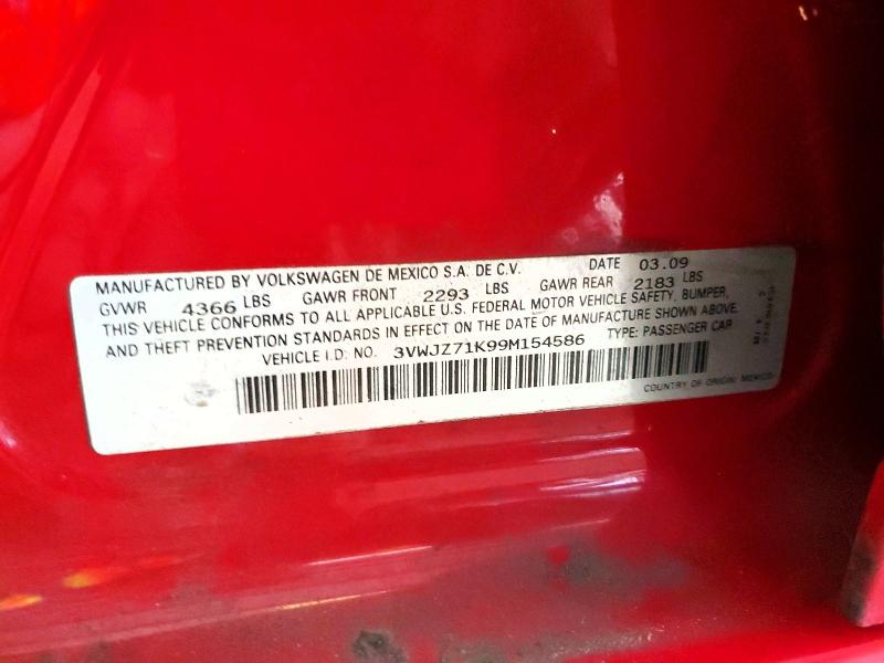 Продажа на аукционе авто 2009 Volkswagen Jetta, vin: 3VWJZ71K99M154586, номер лота: 49894266