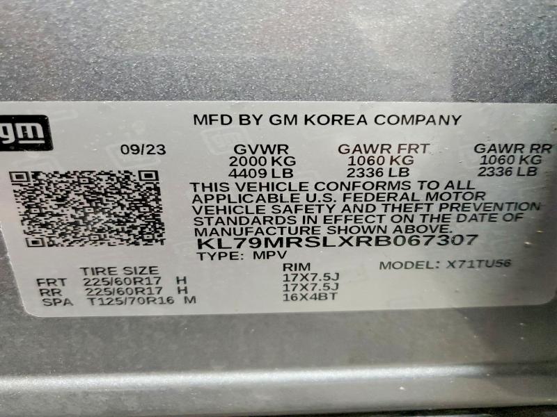54329836 :رقم المزاد ، KL79MRSLXRB067307 vin ، 2024 Chevrolet Trailblazer مزاد بيع