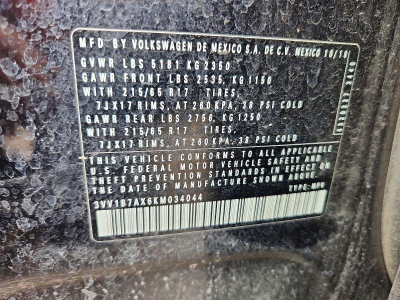 54529266 :رقم المزاد ، 3VV1B7AX6KM034044 vin ، 2019 Volkswagen Tiguan مزاد بيع