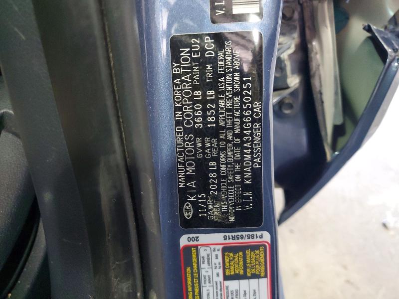 55352536 :رقم المزاد ، KNADM4A34G6650251 vin ، 2016 Kia Rio مزاد بيع