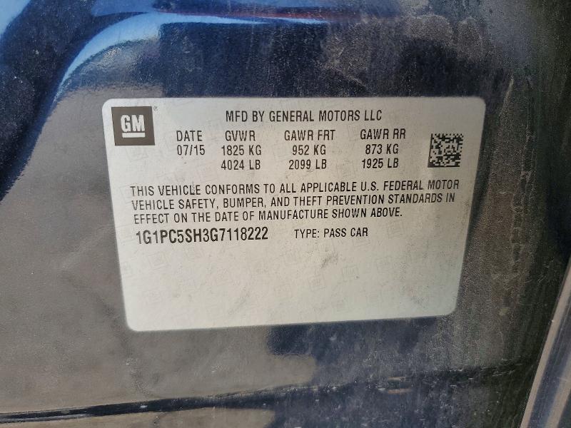 53521336 :رقم المزاد ، 1G1PC5SH3G7118222 vin ، 2016 Chevrolet Cruze Limited مزاد بيع