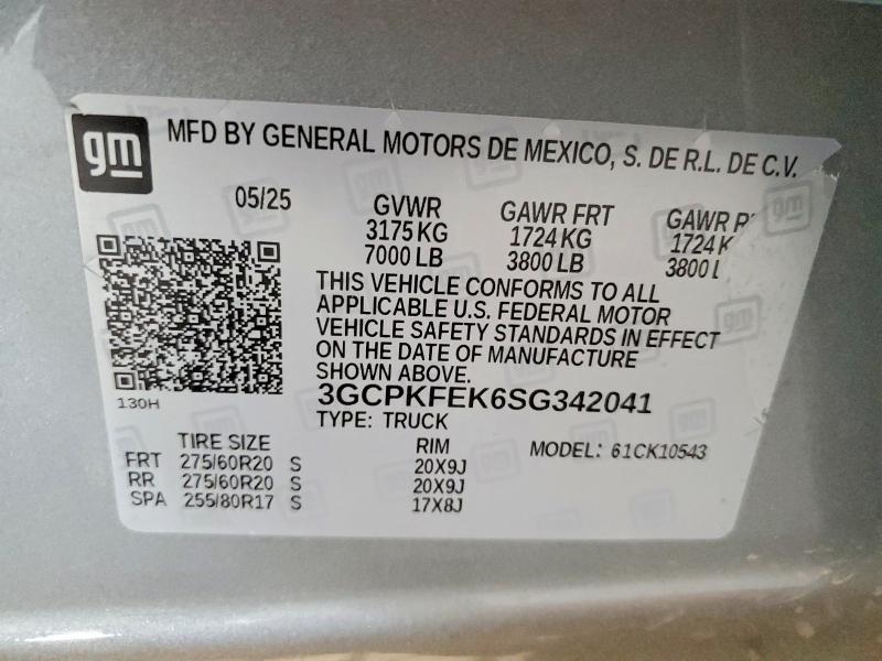 2025 Chevrolet Silverado მანქანა იყიდება აუქციონზე, vin: 3GCPKFEK6SG342041, აუქციონის ნომერი: 53125996