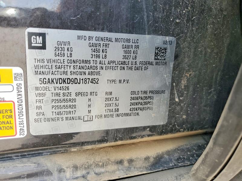 Aukcja sprzedaży 2013 Buick Enclave, vin: 5GAKVDKD9DJ187452, numer aukcji: 53992776
