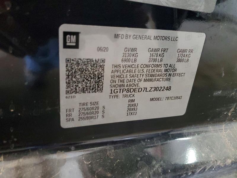 53326956 :رقم المزاد ، 1GTP8DED7LZ302248 vin ، 2020 Gmc Sierra مزاد بيع
