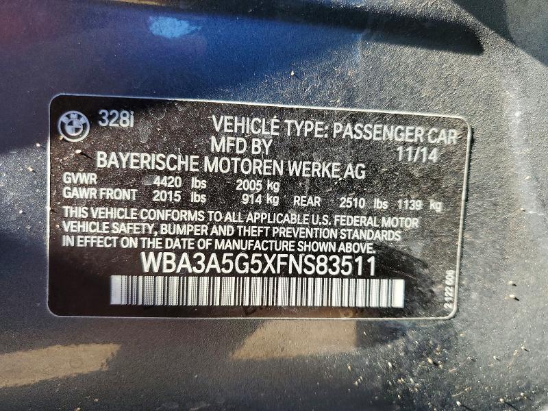 Aukcja sprzedaży 2015 Bmw 328, vin: WBA3A5G5XFNS83511, numer aukcji: 52724366