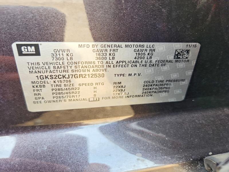 Aukcja sprzedaży 2016 Gmc Yukon, vin: 1GKS2CKJ7GR212530, numer aukcji: 54091776