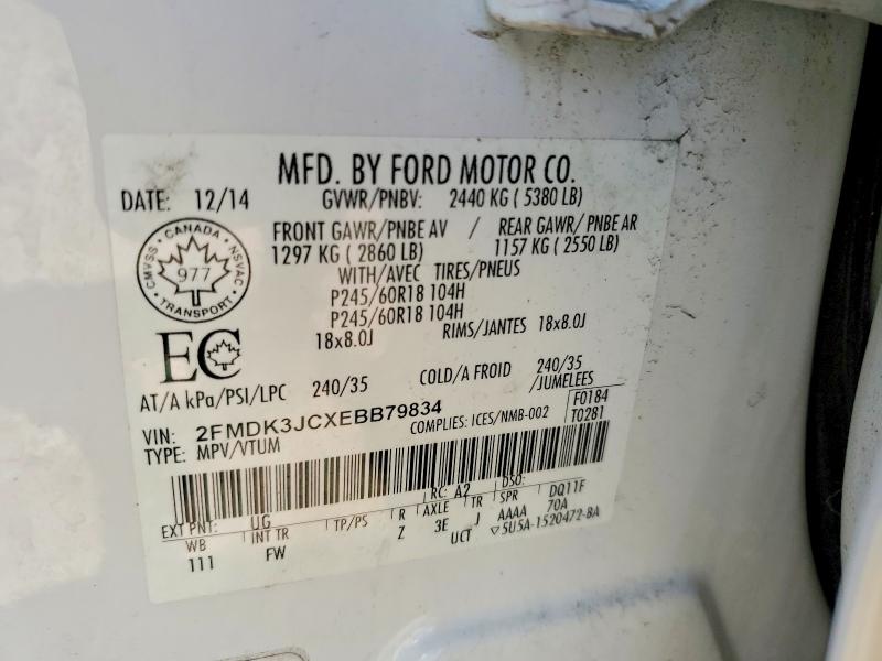 Продаж на аукціоні авто 2014 Ford Edge, vin: 2FMDK3JCXEBB79834, номер лоту: 51328936