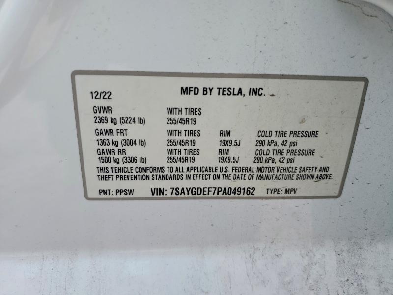 2023 Tesla Model Y მანქანა იყიდება აუქციონზე, vin: 7SAYGDEF7PA049162, აუქციონის ნომერი: 53111356