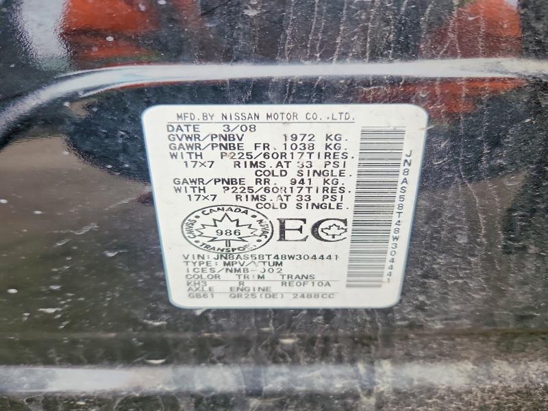 Aukcja sprzedaży 2008 Nissan Rogue, vin: JN8AS58T48W304441, numer aukcji: 53090216