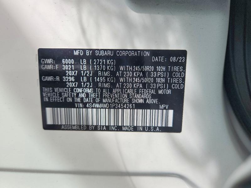 Продаж на аукціоні авто 2023 Subaru Ascent, vin: 4S4WMAWD1P3454261, номер лоту: 52509496
