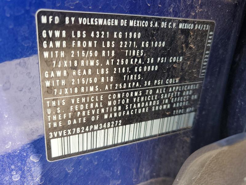 52737376 :رقم المزاد ، 3VVEX7B24PM348272 vin ، 2023 Volkswagen Taos مزاد بيع