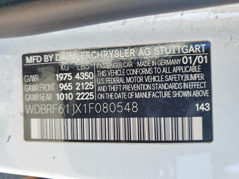 Продаж на аукціоні авто 2001 Mercedes-benz C, vin: WDBRF61JX1F080548, номер лоту: 54063456