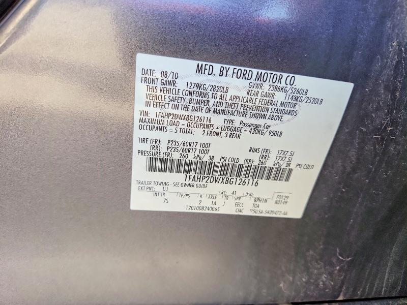 Aukcja sprzedaży 2011 Ford Taurus, vin: 1FAHP2DWXBG126116, numer aukcji: 53421026