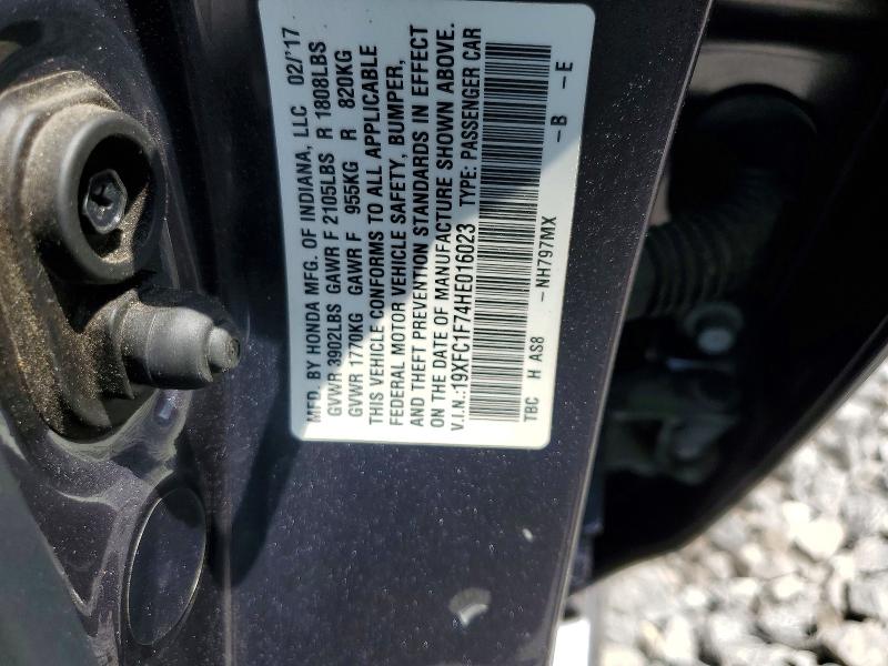 Продажа на аукционе авто 2017 Honda Civic, vin: 19XFC1F74HE016023, номер лота: 53183016