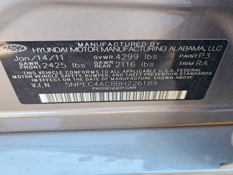 Aukcja sprzedaży 2011 Hyundai Sonata, vin: 5NPEC4AC8BH226189, numer aukcji: 54645886