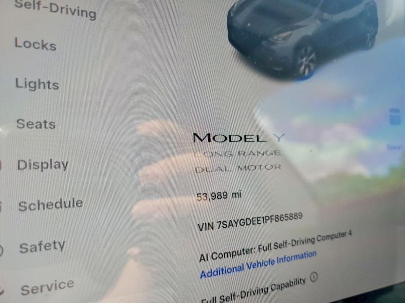 Продаж на аукціоні авто 2023 Tesla Model Y, vin: 7SAYGDEE1PF865889, номер лоту: 53791266