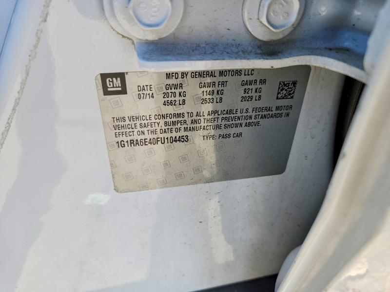 Aukcja sprzedaży 2015 Chevrolet Volt, vin: 1G1RA6E40FU104453, numer aukcji: 53333186