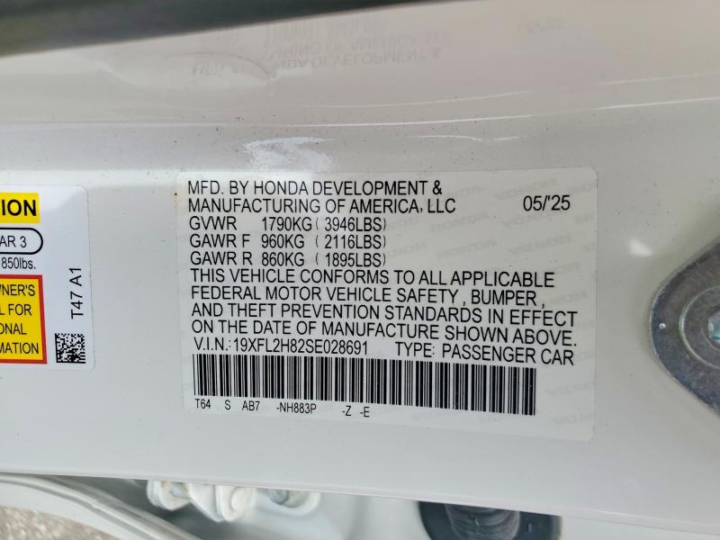 Продажа на аукционе авто 2025 Honda Civic, vin: 19XFL2H82SE028691, номер лота: 52490856