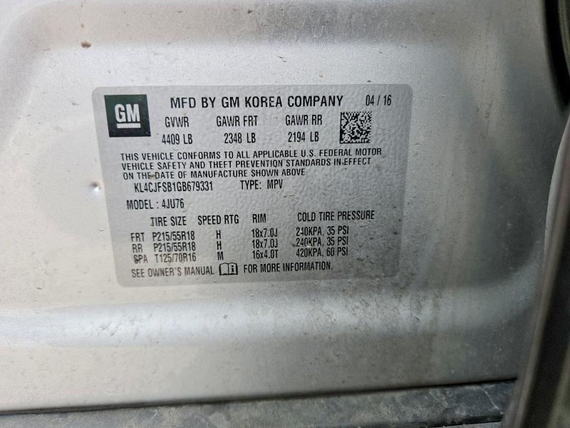Продаж на аукціоні авто 2016 Buick Encore, vin: KL4CJFSB1GB679331, номер лоту: 52905256