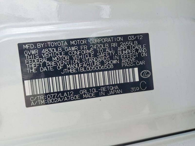 53644236 :رقم المزاد ، JTHBE1BL0D5006508 vin ، 2013 Lexus Gs مزاد بيع