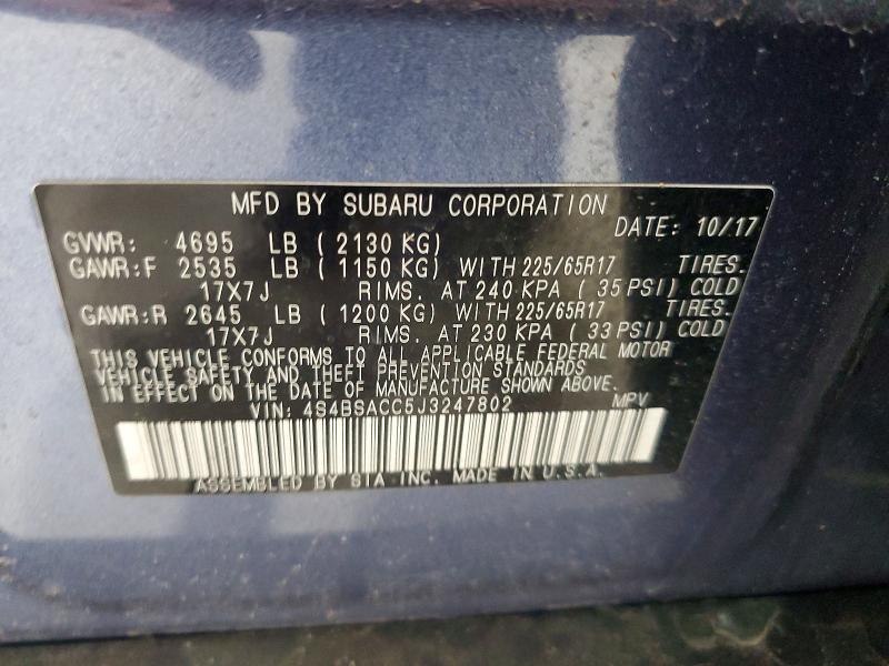 Aukcja sprzedaży 2018 Subaru Outback, vin: 4S4BSACC5J3247802, numer aukcji: 54624726