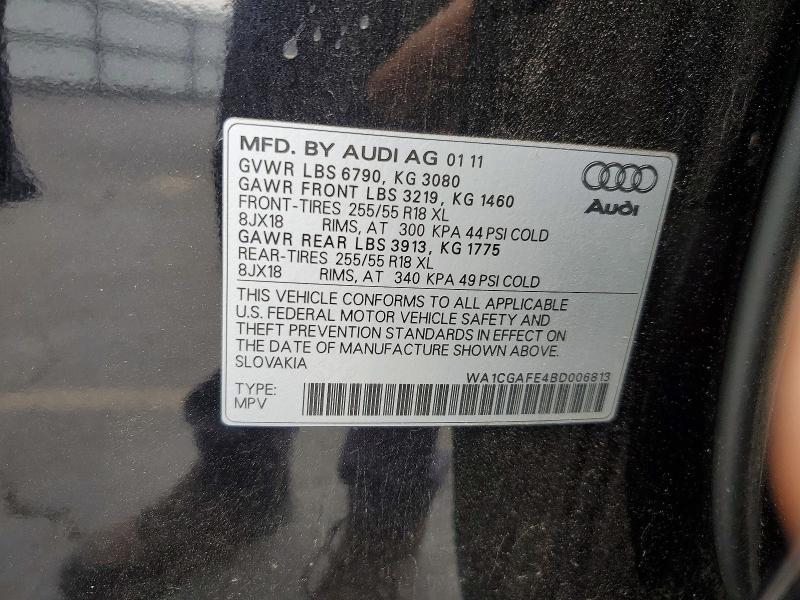 2011 Audi Q7 მანქანა იყიდება აუქციონზე, vin: WA1CGAFE4BD006813, აუქციონის ნომერი: 54554966