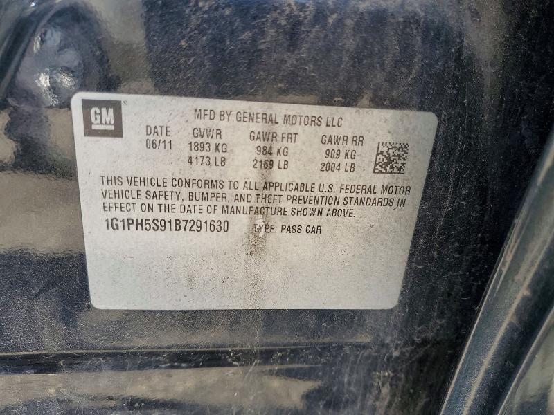 52862686 :رقم المزاد ، 1G1PH5S91B7291630 vin ، 2011 Chevrolet Cruze مزاد بيع