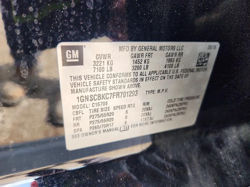 Продажа на аукционе авто 2015 Chevrolet Tahoe, vin: 1GNSCBKC7FR701293, номер лота: 53027686