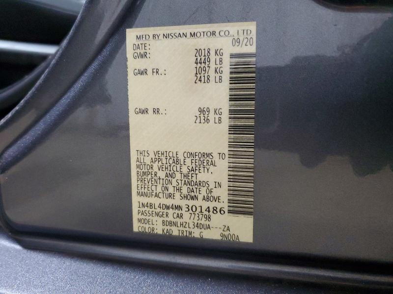 Продаж на аукціоні авто 2021 Nissan Altima, vin: 1N4BL4DW4MN301486, номер лоту: 52021936